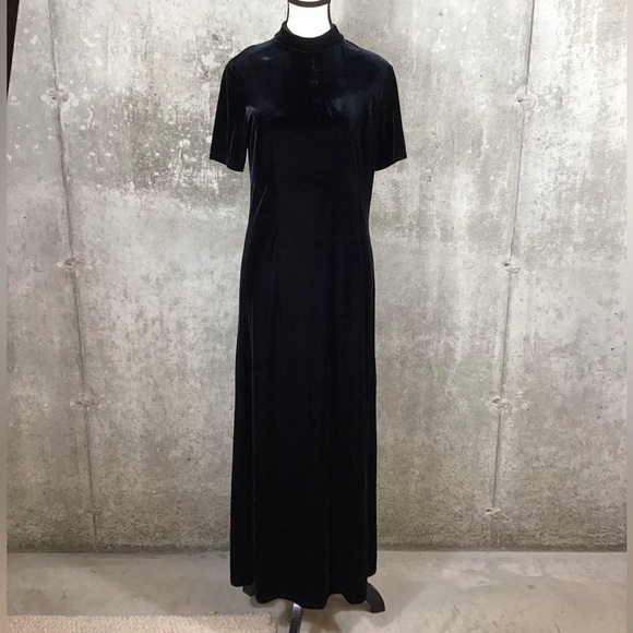Vintage Scott McClintock Womens Velvet Maxi Dress Size 10 Short Sleeve Witchy - Picture 4 of 13